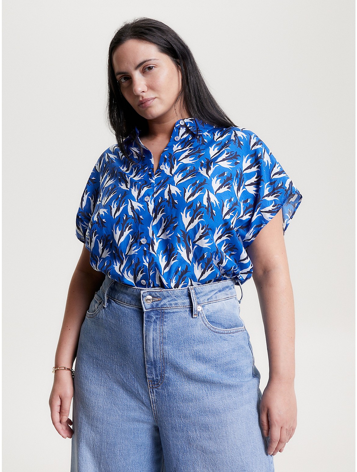 Tommy Hilfiger Women's Curve Floral Short-Sleeve Shirt