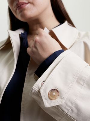 Curve Peached Cotton Mac Coat, Classic Beige