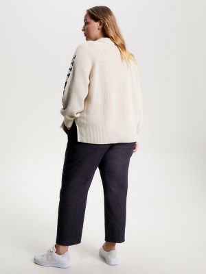 Curve Hilfiger Crewneck Sweater, Classic Beige