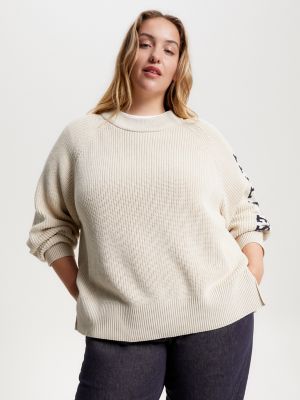 Curve Hilfiger Crewneck Sweater, Classic Beige