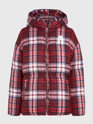 New York Tartan Hooded Puffer Jacket