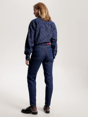 High-Waist Straight Fit Indigo Wash Jean