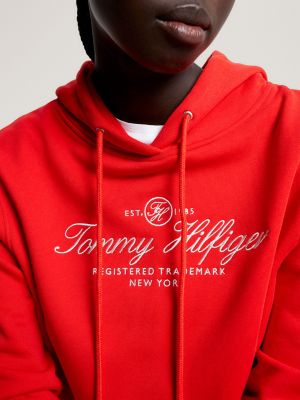 Embroidered Hilfiger Script Hoodie | Tommy Hilfiger USA | Sweatshirts