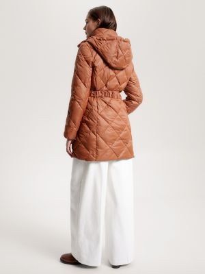 Tommy hilfiger belted hot sale quilted coat