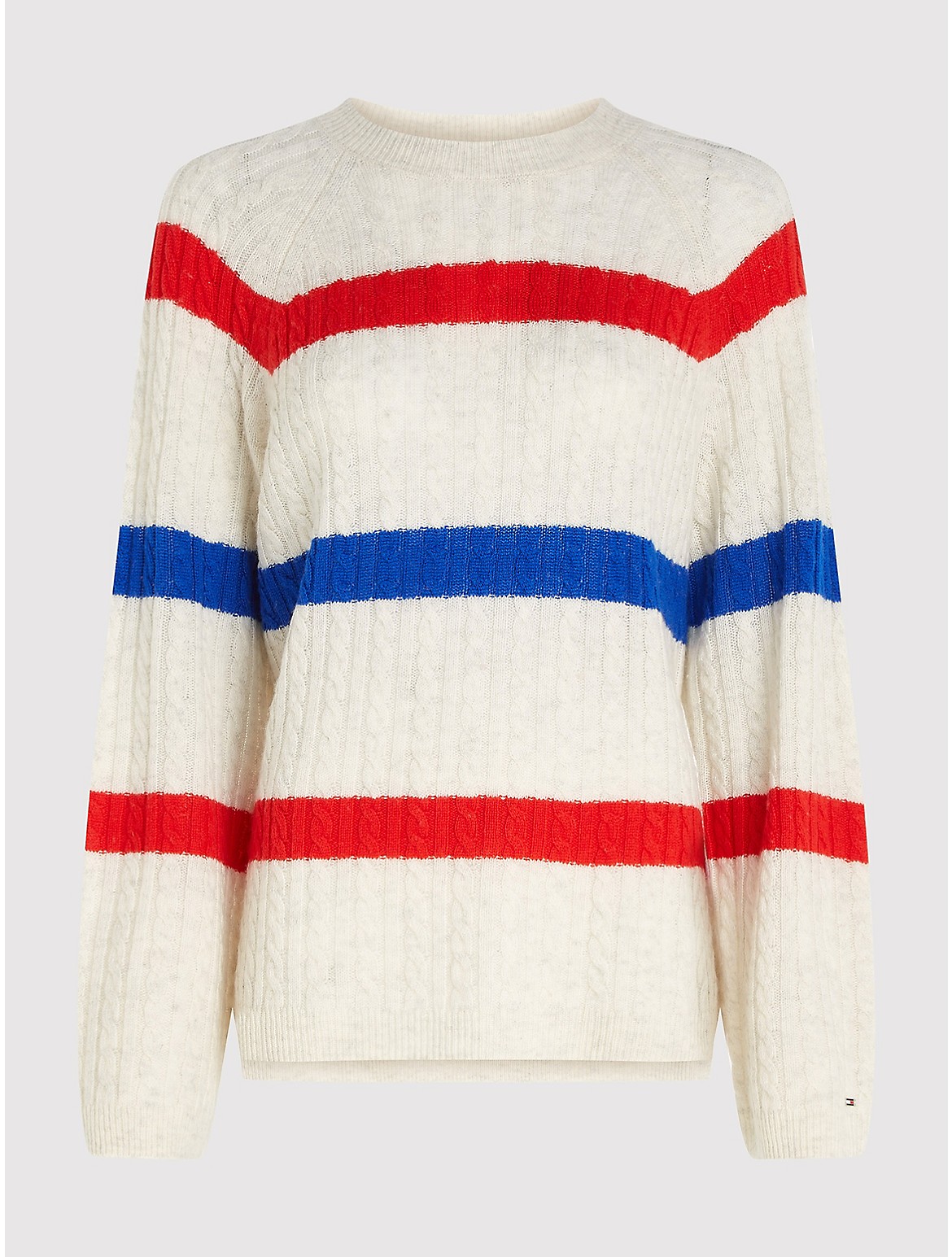 Tommy Hilfiger Wool Stripe Cable Knit Sweater In Soft Wool Stripe Horizontal