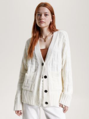 White v neck clearance cardigan