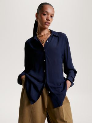 Relaxed Fit Solid Crepe Shirt | Tommy Hilfiger USA