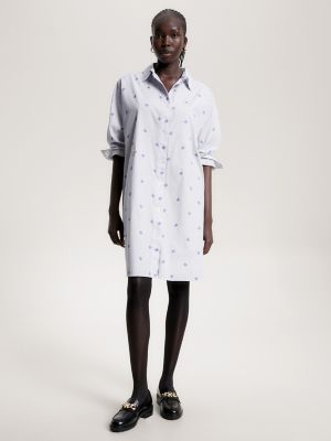 Ithaca Stripe Monogram Shirtdress, Ithaca Stripe/Twilight Lapis