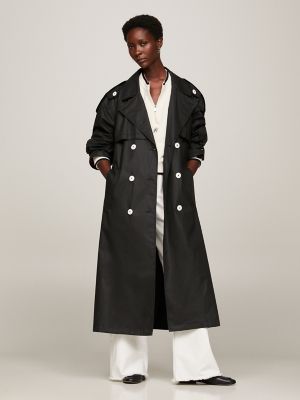 Oversized Coated Cotton Trench Coat