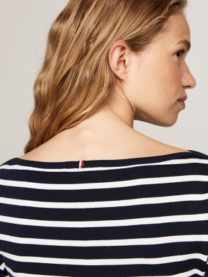 ☆ ☆ Slim Boat Neck Striped T-Shirt WSLCN Womens Casual Long Sleeve T-Shirt Boat Neck Slim