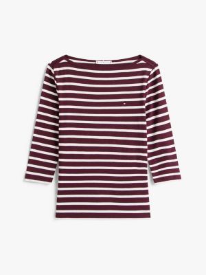 Boatneck 3/4 Sleeve Slim Fit T-Shirt | Tommy Hilfiger