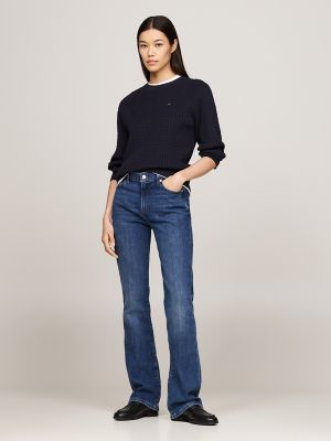 Relaxed Fit Cable Knit Sweater, Navy