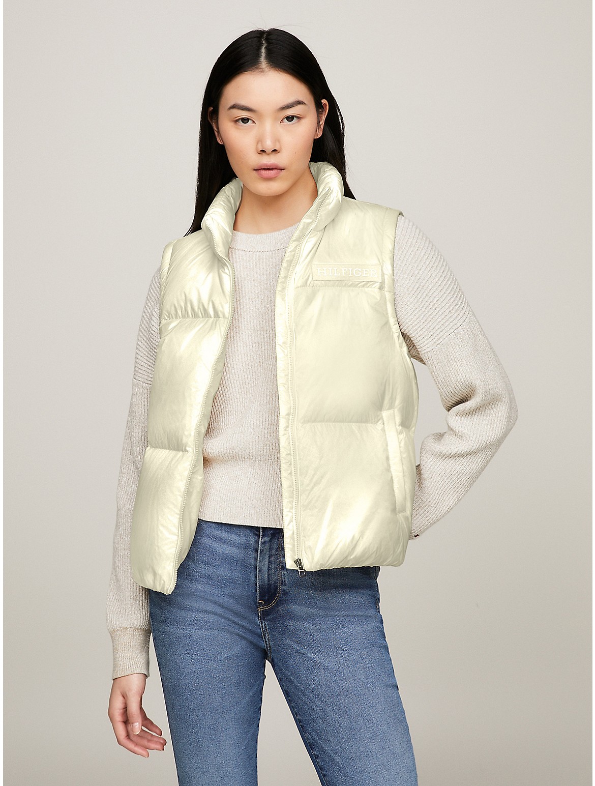 Tommy Hilfiger New York Glossy Puffer Vest In Calico
