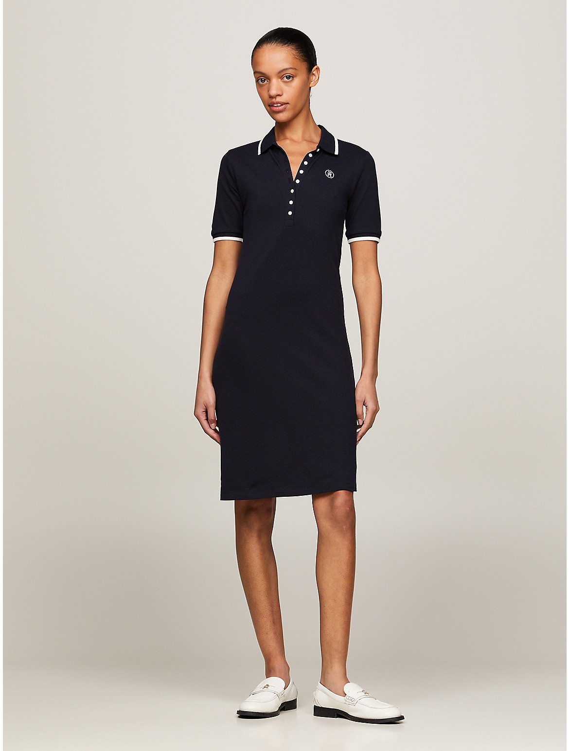 Shop Tommy Hilfiger Slim Fit Tipped Polo Dress In Navy