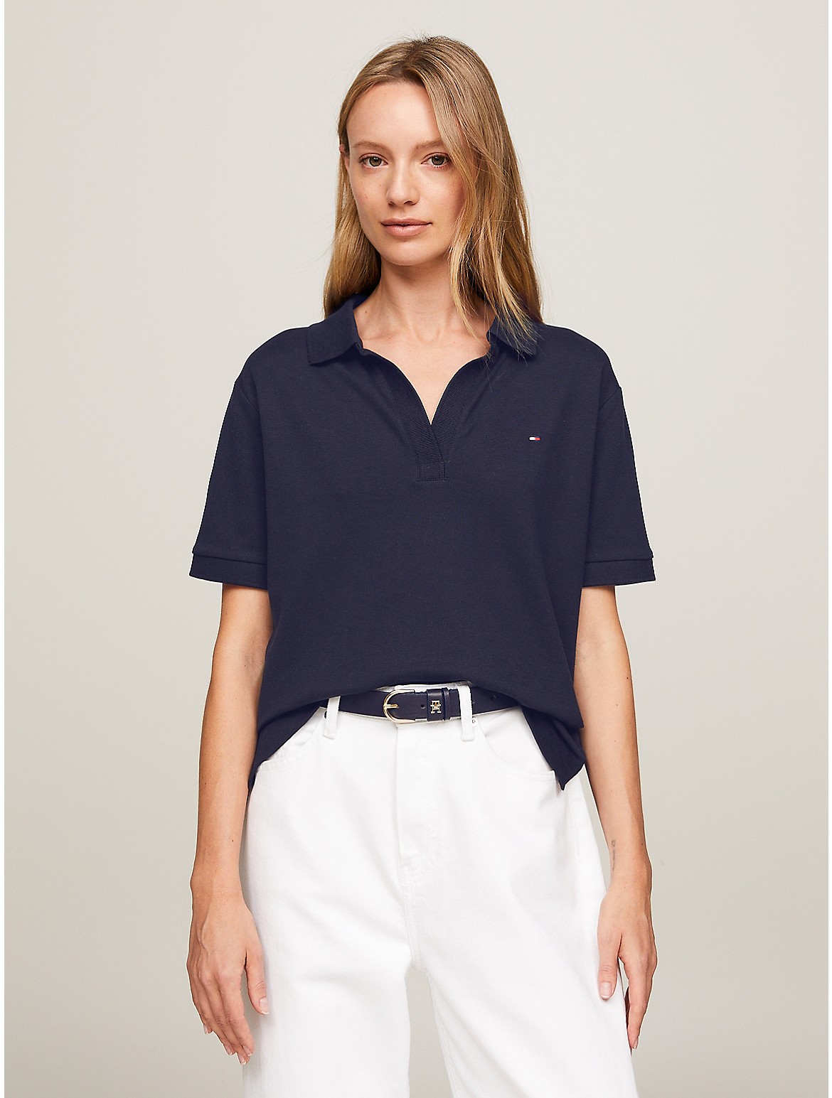 Tommy Hilfiger Women's Relaxed Fit Open Placket Polo