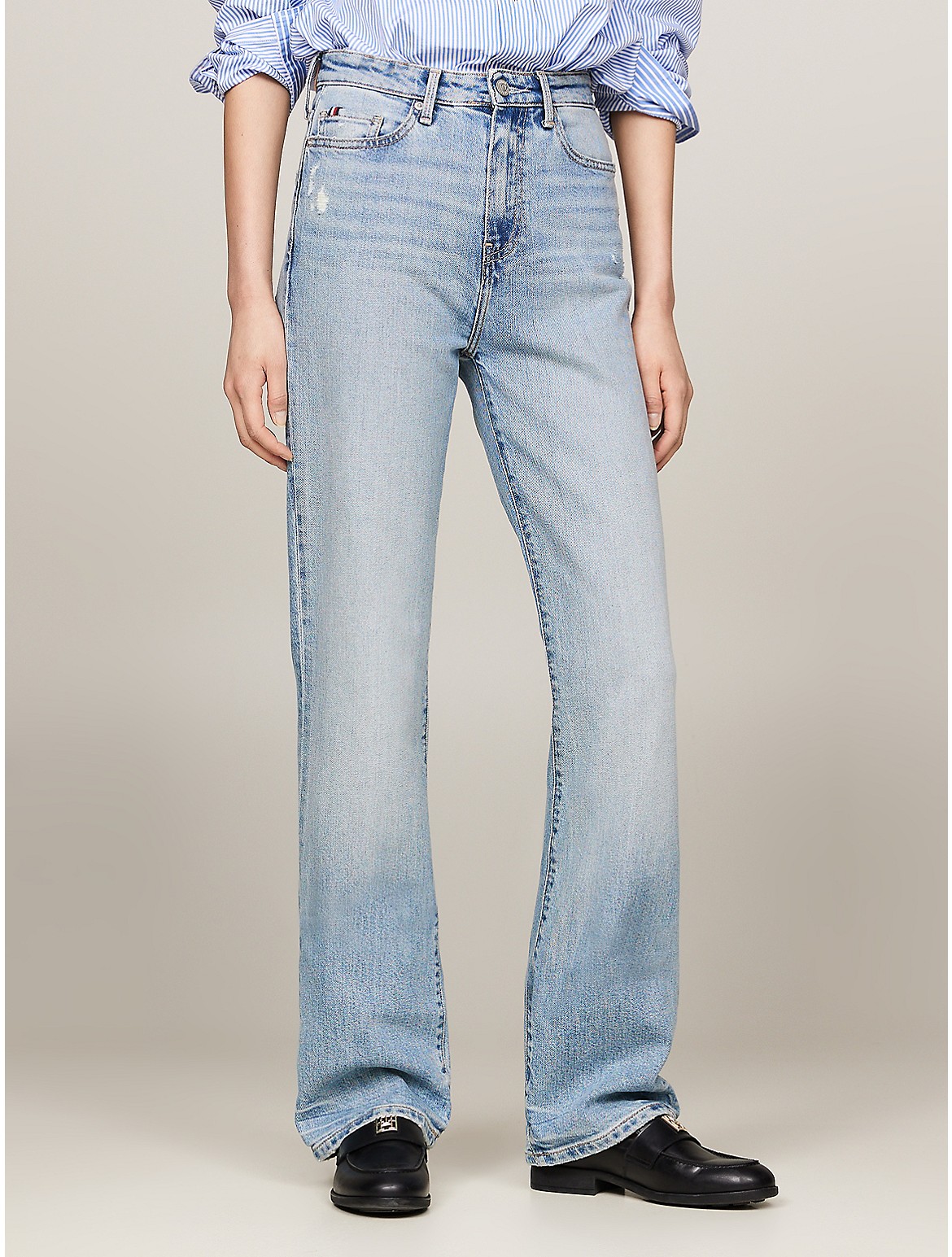 Shop Tommy Hilfiger High Rise Bootcut Distressed Jean In Ash