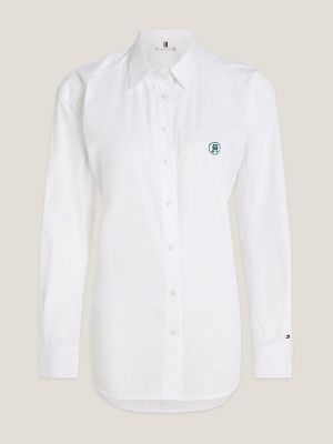 Long-Sleeve TH Monogram Logo Shirt, Optic White