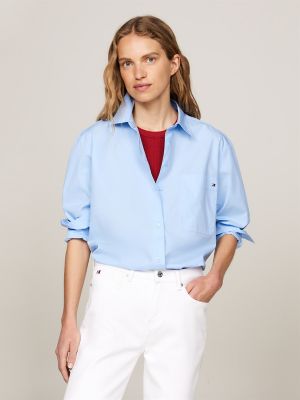 Oversized Fit Patch Pocket Shirt, Vessel Blue