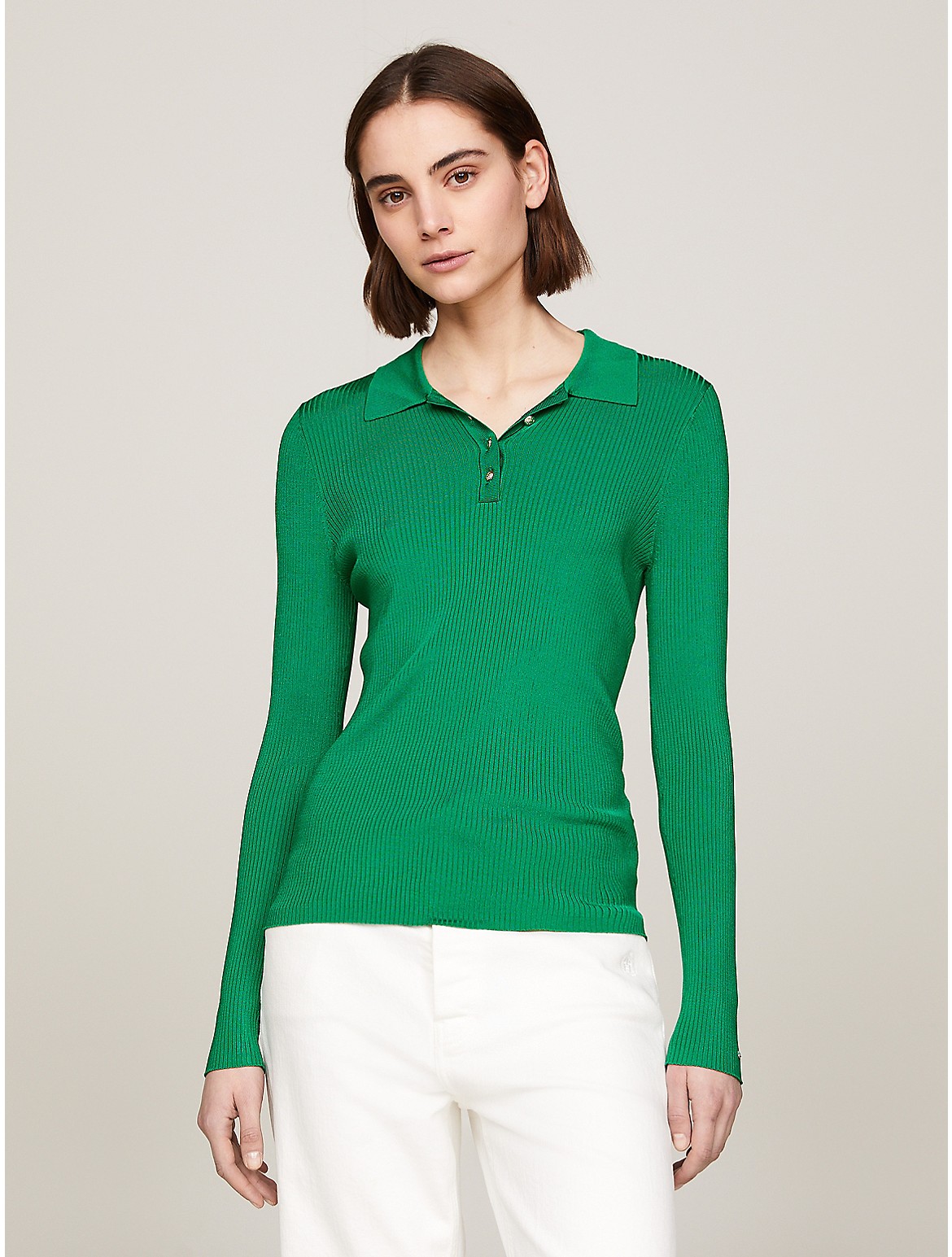 Tommy Hilfiger Women's Slim Fit Long-Sleeve Polo Sweater