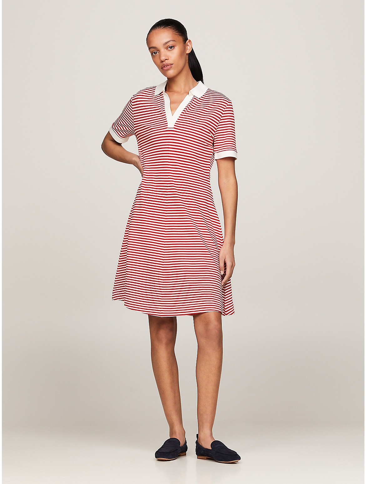 Tommy Hilfiger Women's Open Placket Stripe Polo Dress