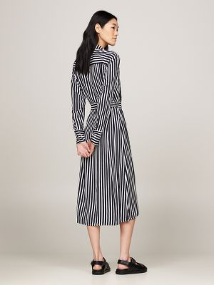 MYLAN マイラン Bi-color stripe shirt dress MYLAN Bi-Color Stripe Shirt Dress Long Size F Blue Orange