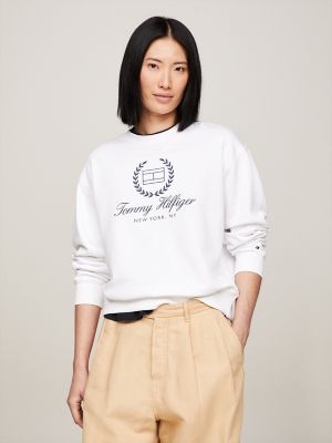 Buy Tommy Hilfiger women color block long sleeve sweat shirt peach grey  ivory Online