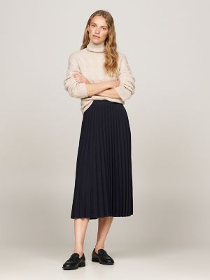 Logo Waistband Pleated Midi Skirt Tommy Hilfiger USA