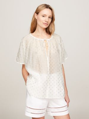 Fil Coupe Gathered Top, Fil Coupe White/ Gold