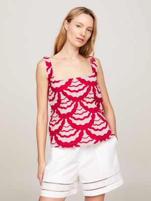 Wave Print Gathered Sleeveless Top Tommy Hilfiger