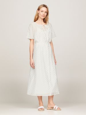Fil Coupe Midi Dress, Fil Coupe White/Gold