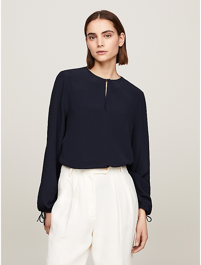 Ruffle Collar Pleated Georgette Top | Tommy Hilfiger Ruffle Collar Pleated Georgette Top | Tommy Hilfiger
