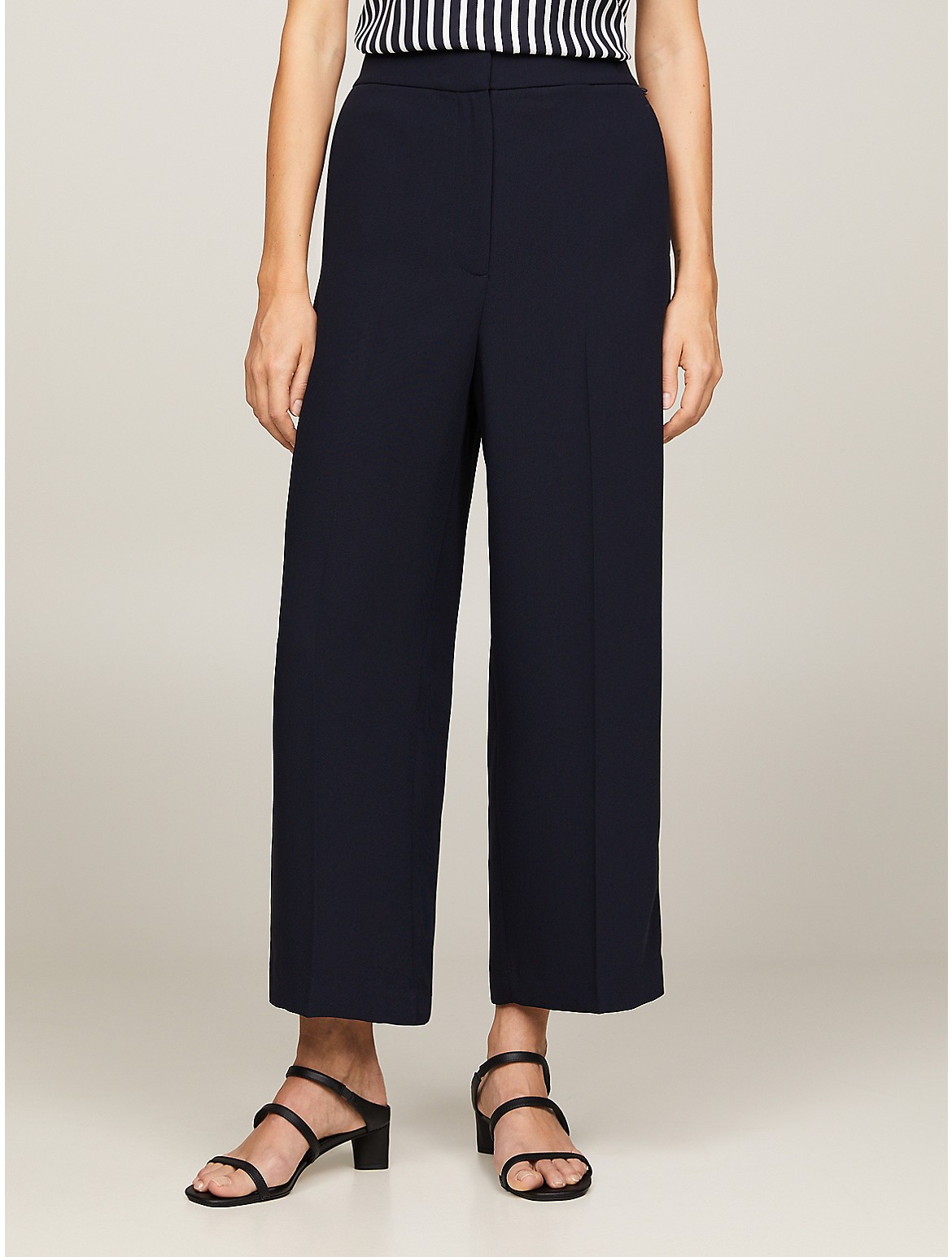 Tommy Hilfiger Women's Wide-Leg Cropped Twill Pant