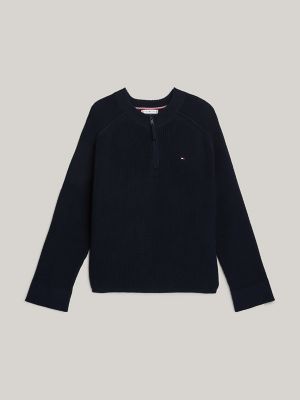 Relaxed Fit Half-Zip Sweater, Navy