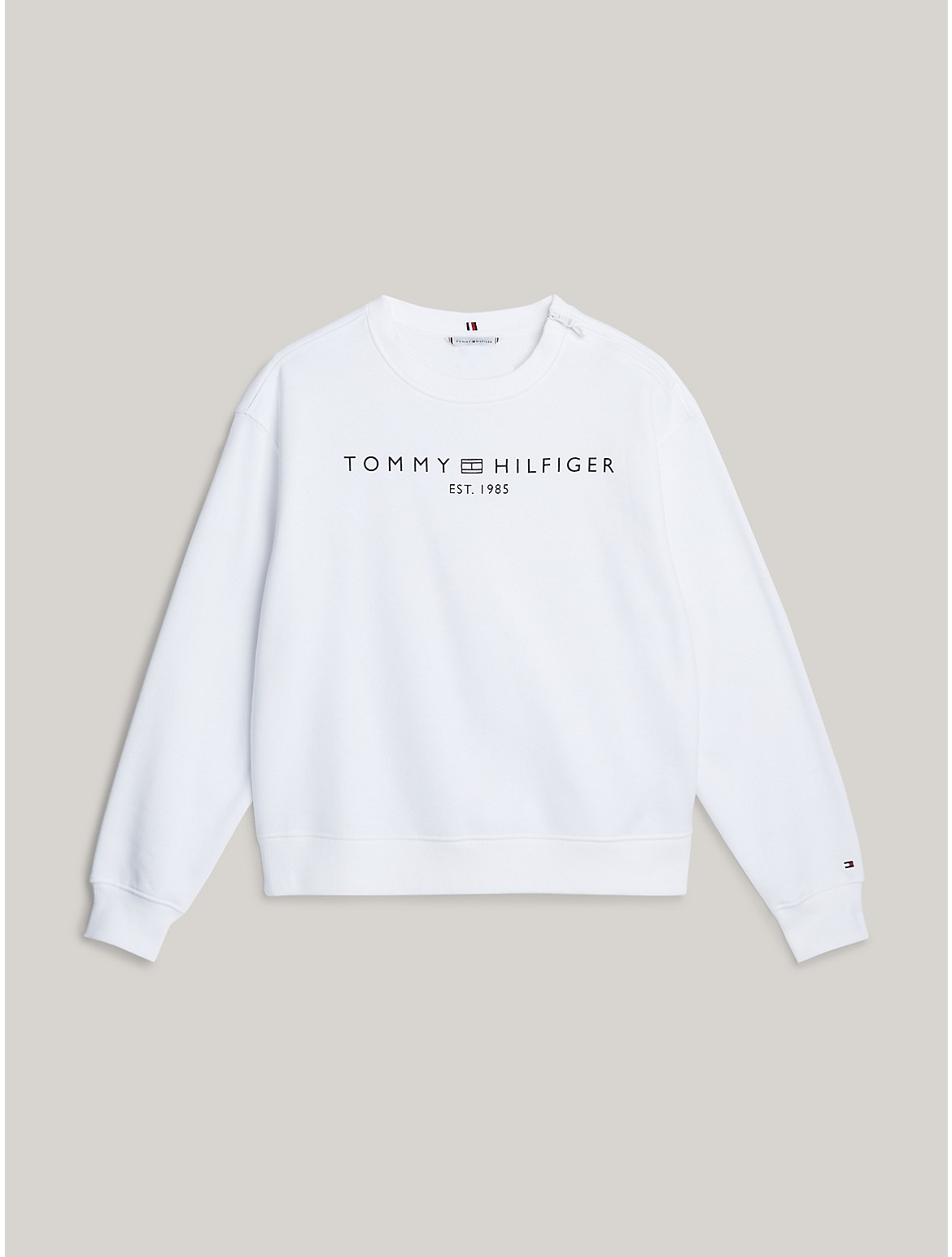 Shop Tommy Hilfiger Hilfiger Logo Sweatshirt In Optic White