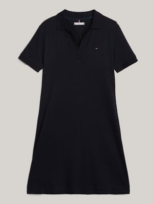 V-Neck Polo Dress, Navy