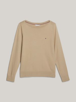 Boatneck Sweater, Beige