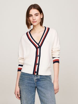 Wool and Cashmere Blend Cardigan, Ivory Petal