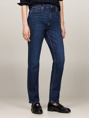 High-Rise Straight Fit Dark Wash Jean | Tommy Hilfiger USA