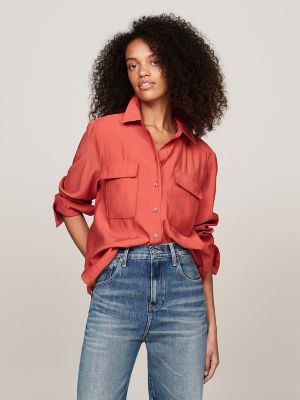 Relaxed Fit Patch Pocket Shirt, Terra Red