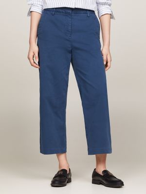Relaxed Straight Fit Cropped Chino, Fossil Blue