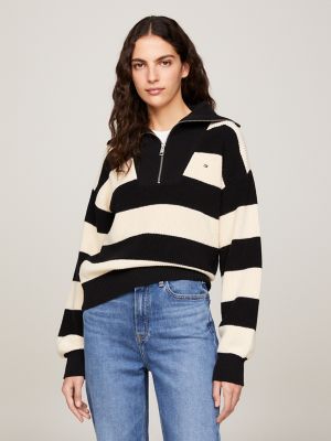 Tommy Hilfiger Women's Logo-Print Half-Zip Knit Top