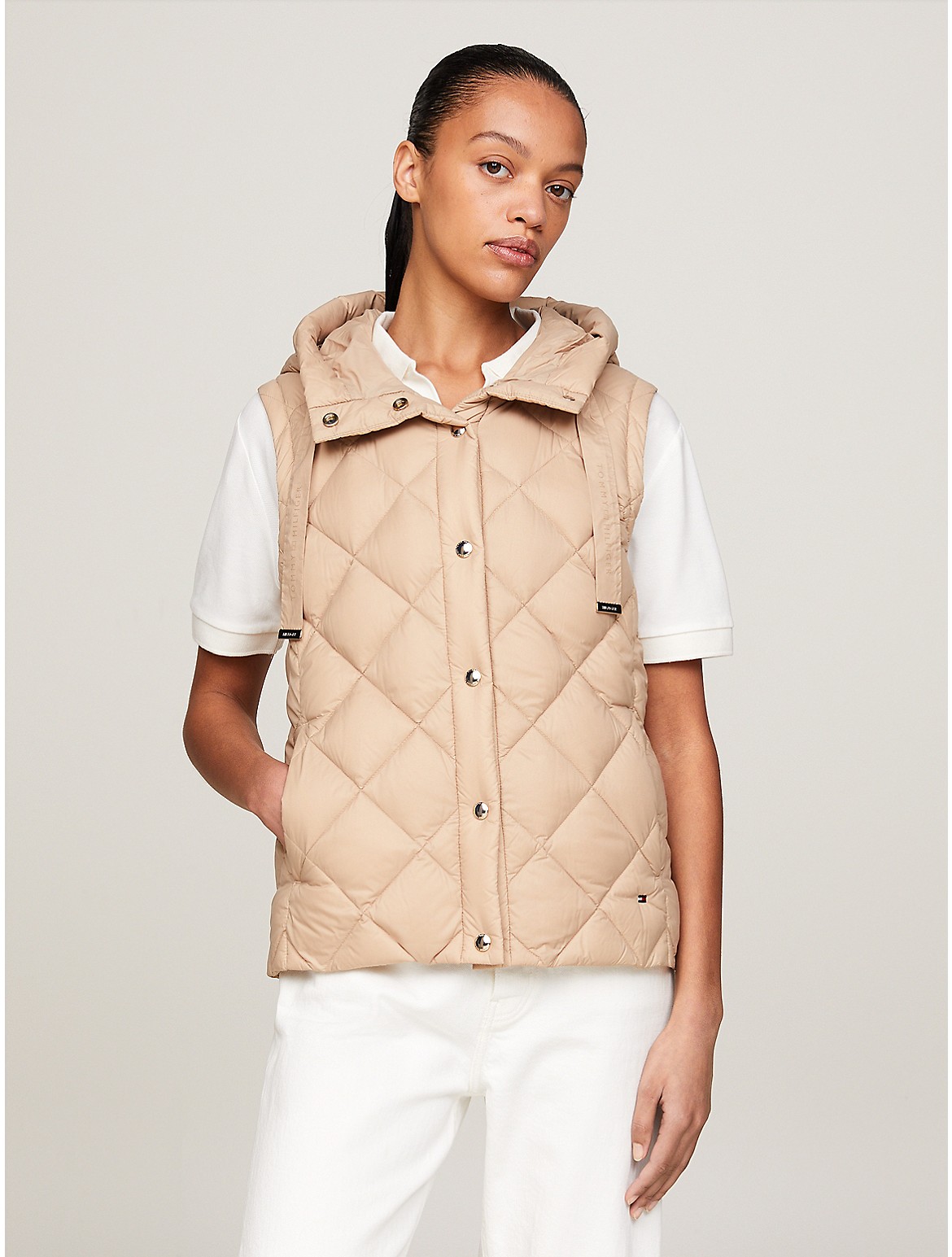 Tommy Hilfiger Women's Water Repellant Quilted Down Hooded Vest