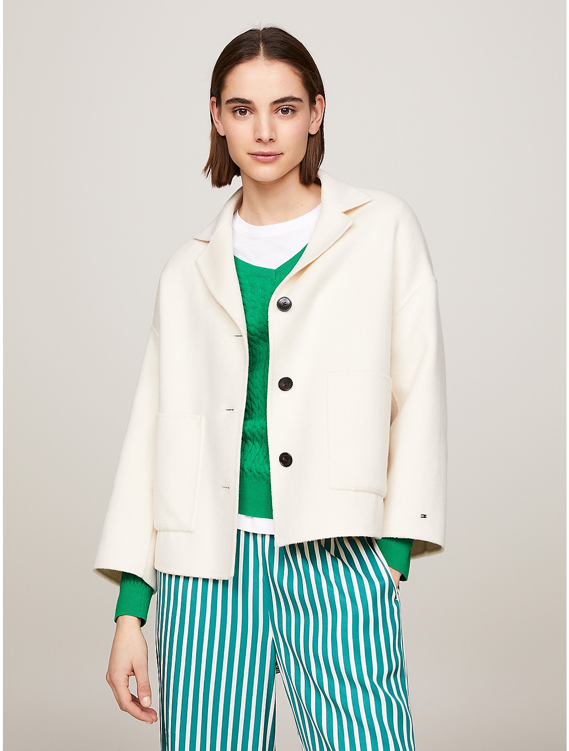 Shop Tommy Hilfiger Wool Blend Blazer Jacket In Calico