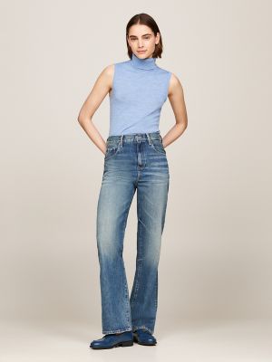 Sleeveless Wool Turtleneck Sweater, Vessel Blue