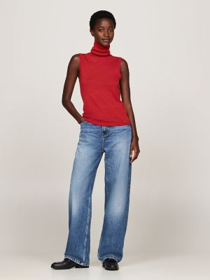 Sleeveless Wool Turtleneck Sweater, Dark Magma