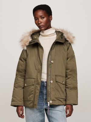 Green jacket with fur hood womens hotsell