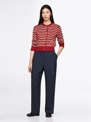 Flannel Relaxed Straight-Leg Pant, Navy Heather