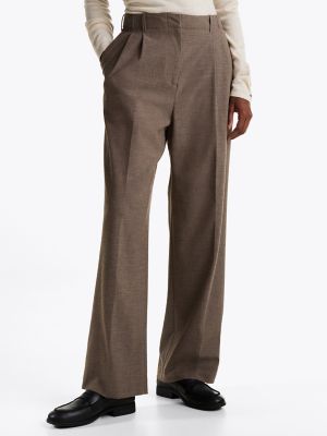 Flannel Relaxed Straight-Leg Pant, Legacy Brown Heather