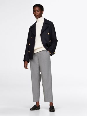 Flannel Slim Straight-Leg Pant, Medium Grey Heather