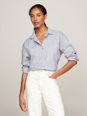 Oversized Patch Pocket Stripe Shirt, Ivy Stripe/ Vessel Blue
